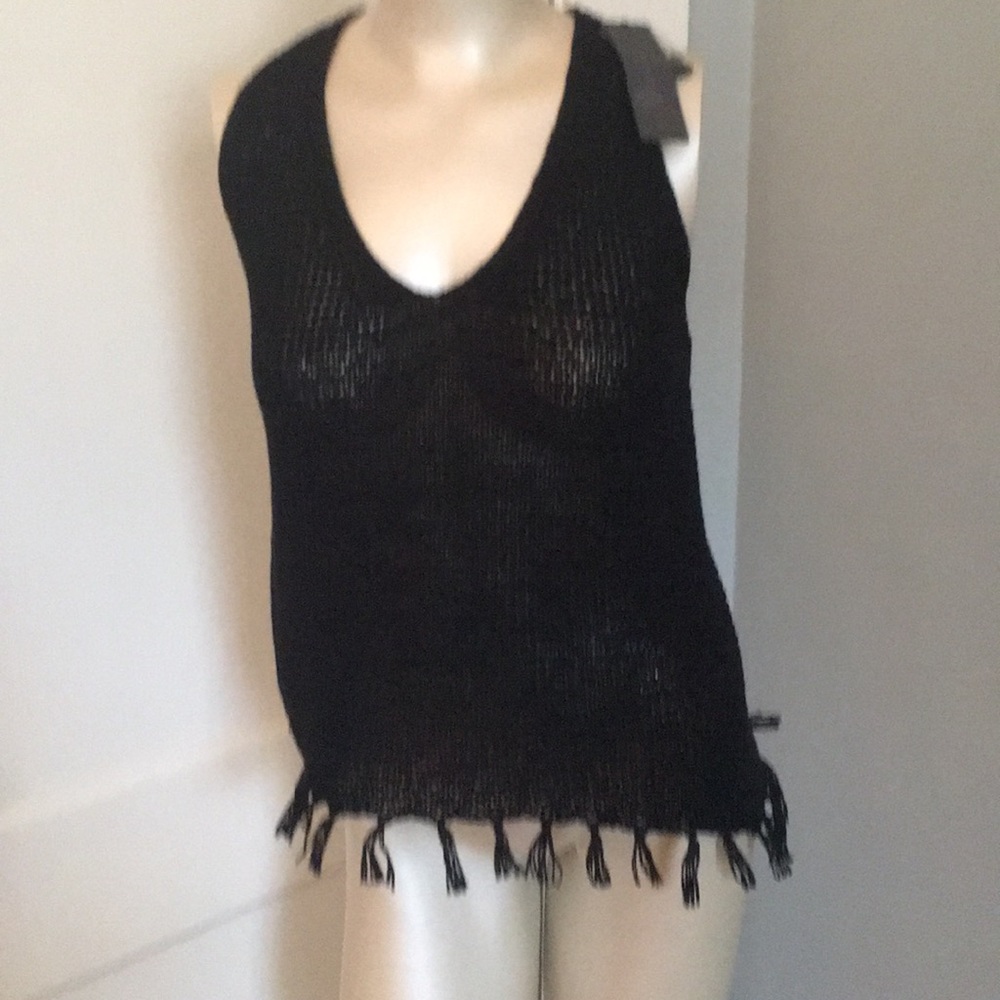 Michael Stars hi- low fringe top NWT